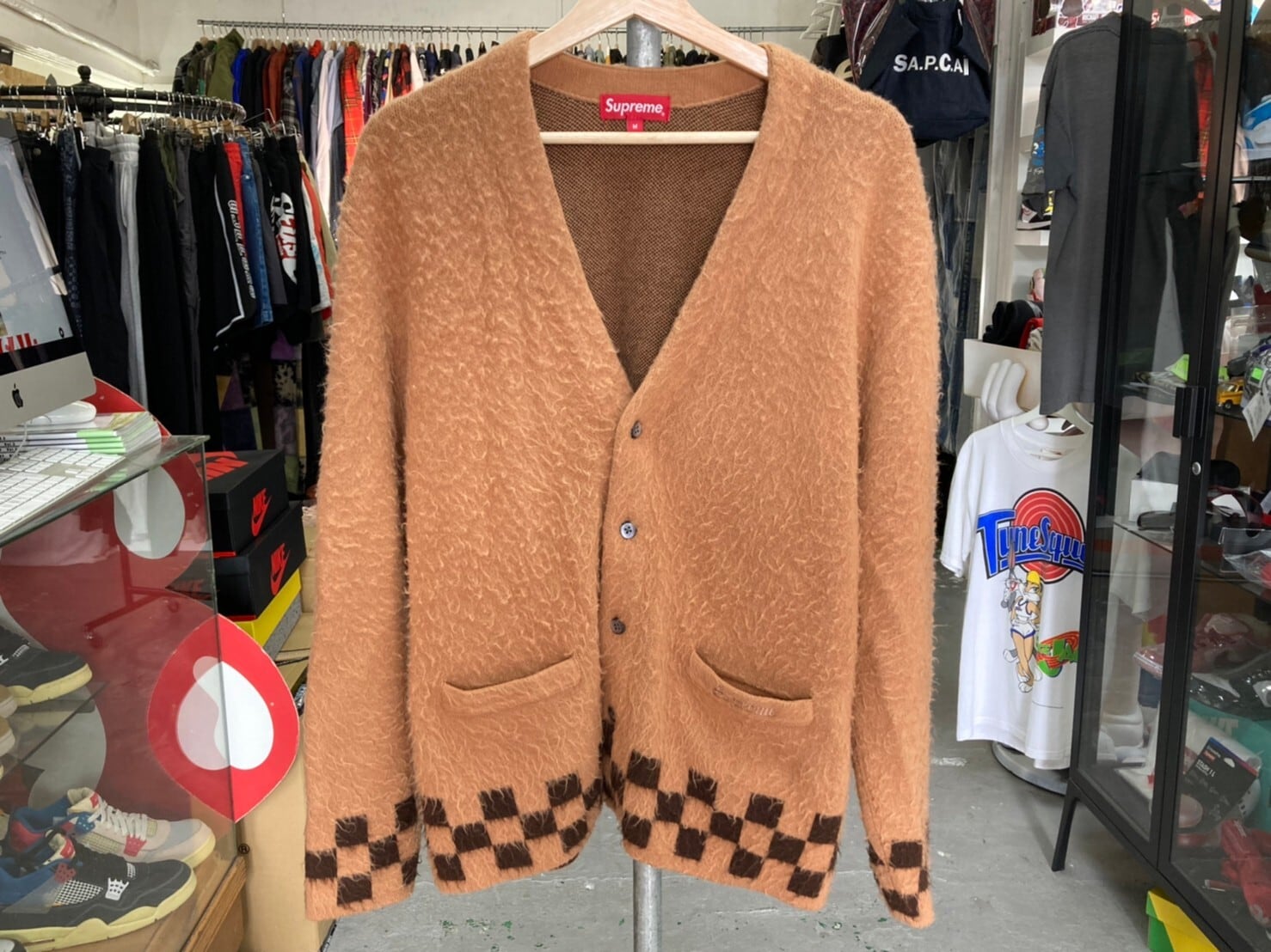 Supreme 21SS BRUSHED CHECKERBOARD CARDIGAN CAMEL MEDIUM 30251  