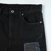 KUON / Sashiko Mended Black Denim Trousers