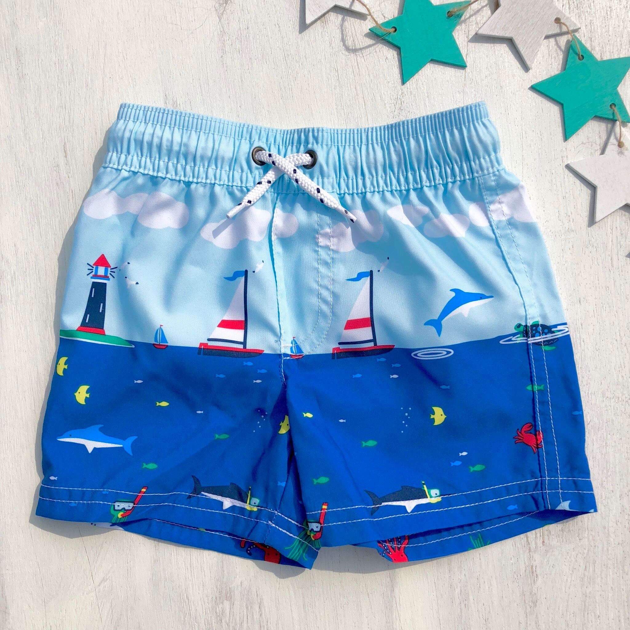 Sailboat Swim Trunks】ベビー水着 男の子 トランクス ハワイ