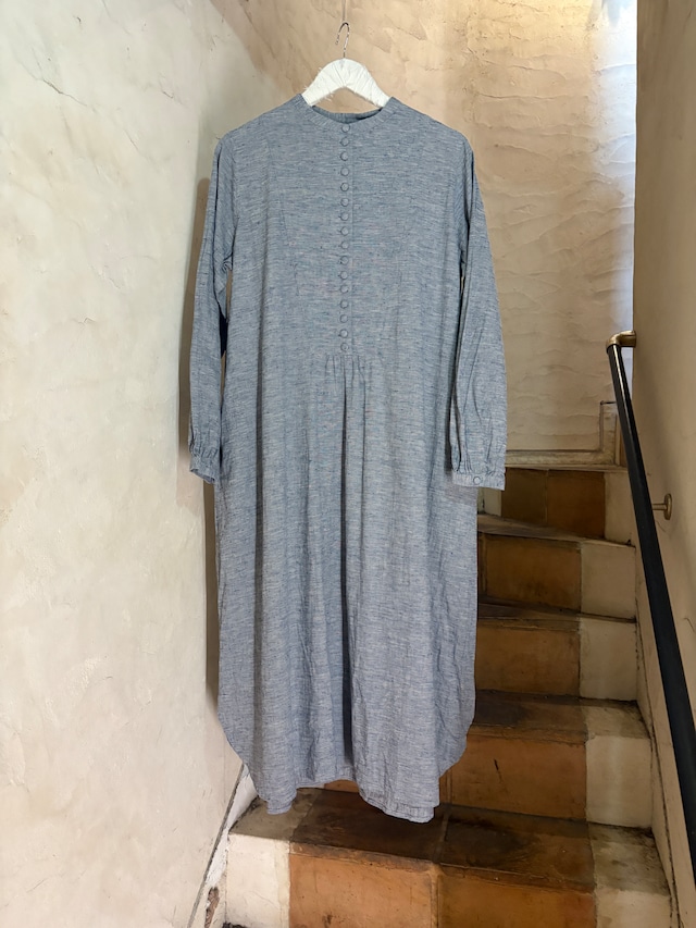 ICHI ANTIQUINTÉS | COTTON LINEN DRESS-gray