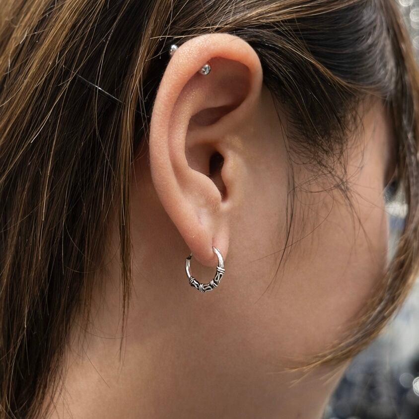 送料無料 シルバー925 フープピアス 両耳用 2個セット 18G 12mm