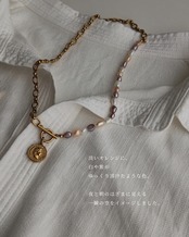『朝焼けの予感』coin pearl necklace ※8月限定color