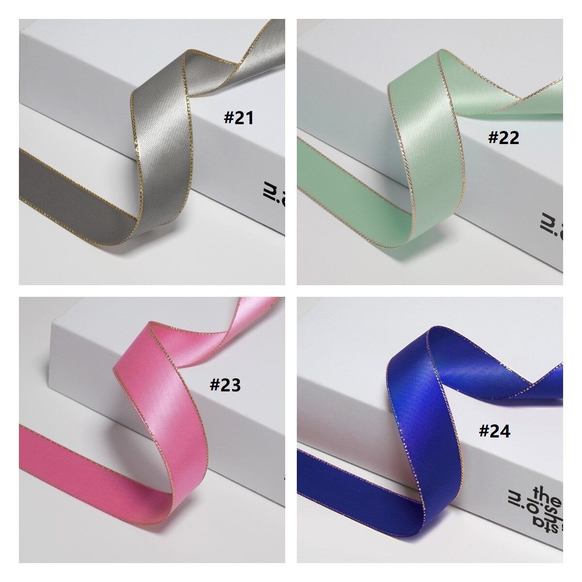 サテン リボン 金縁 無地 幅約38mm 布 01010003 ハンドメイド 資材