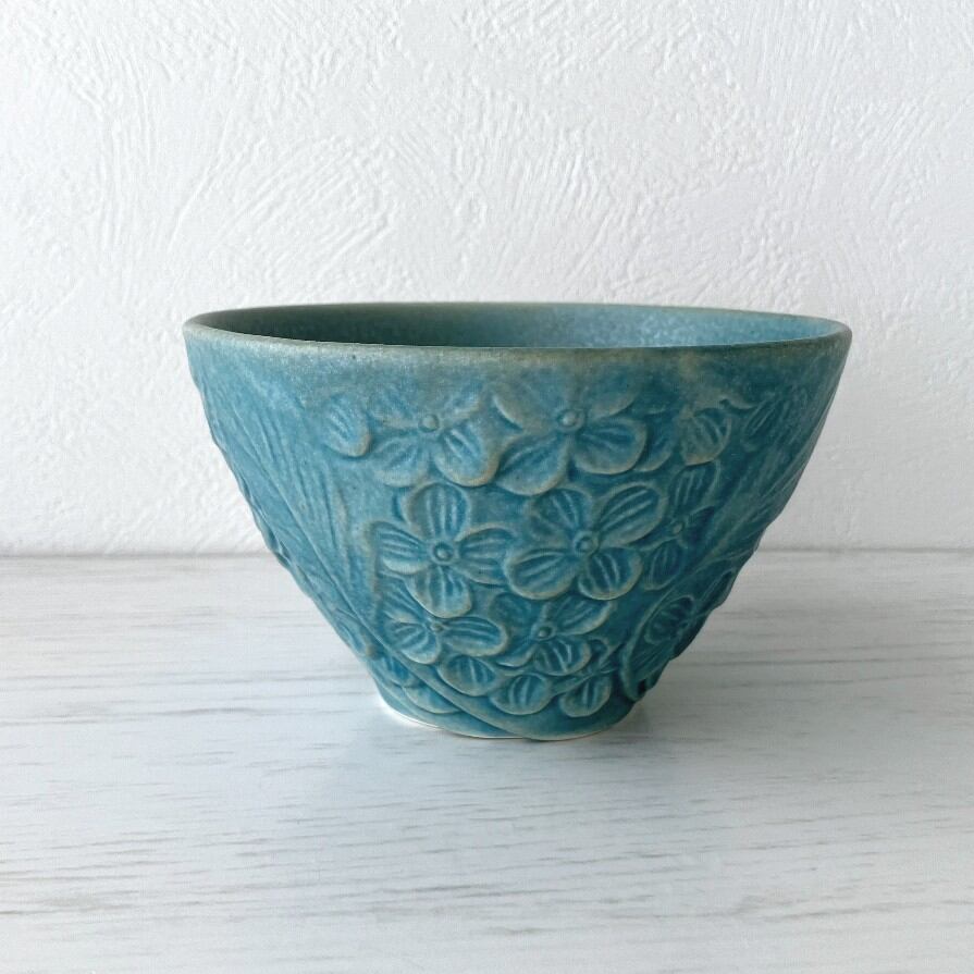Lien リアン 紫陽花ボウル (M) 茶碗 エメラルド 花 あじさい 美濃焼