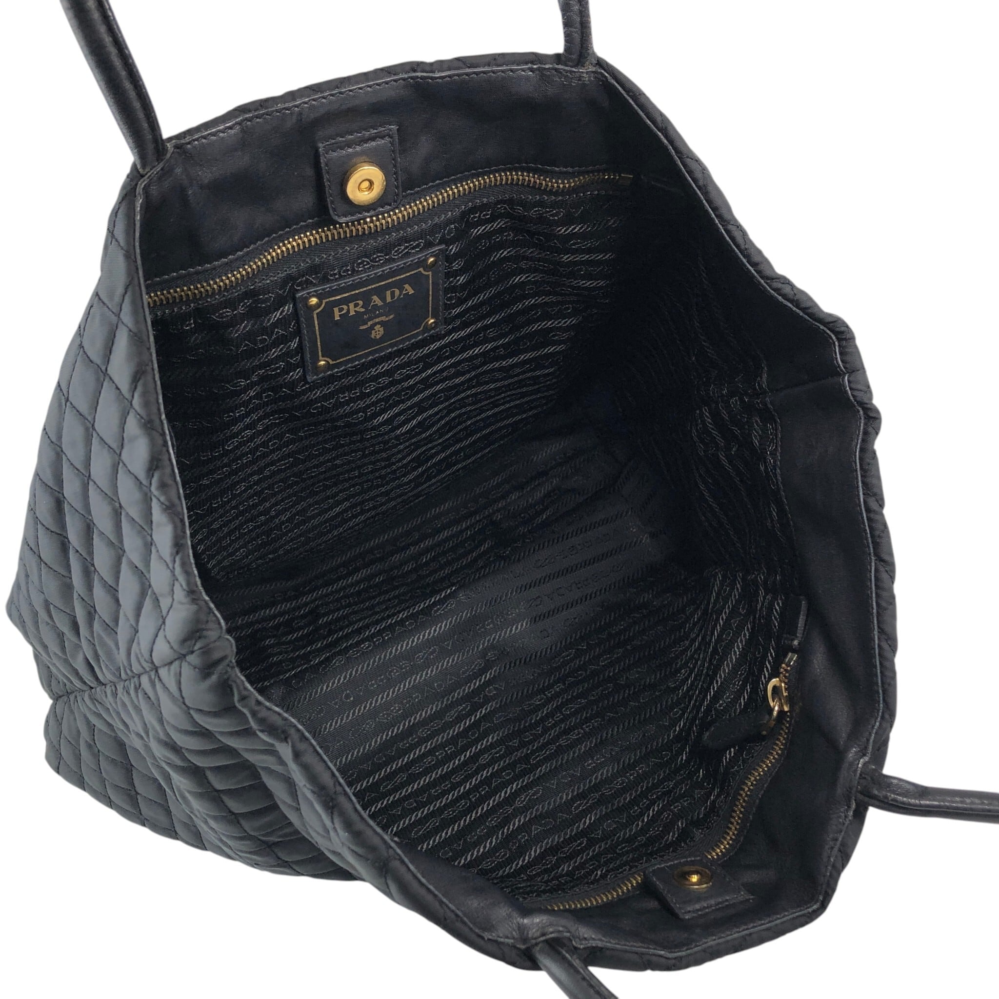 PRADA プラダ ハンドバッグ ブラック ロゴ キルティング トートバッグ