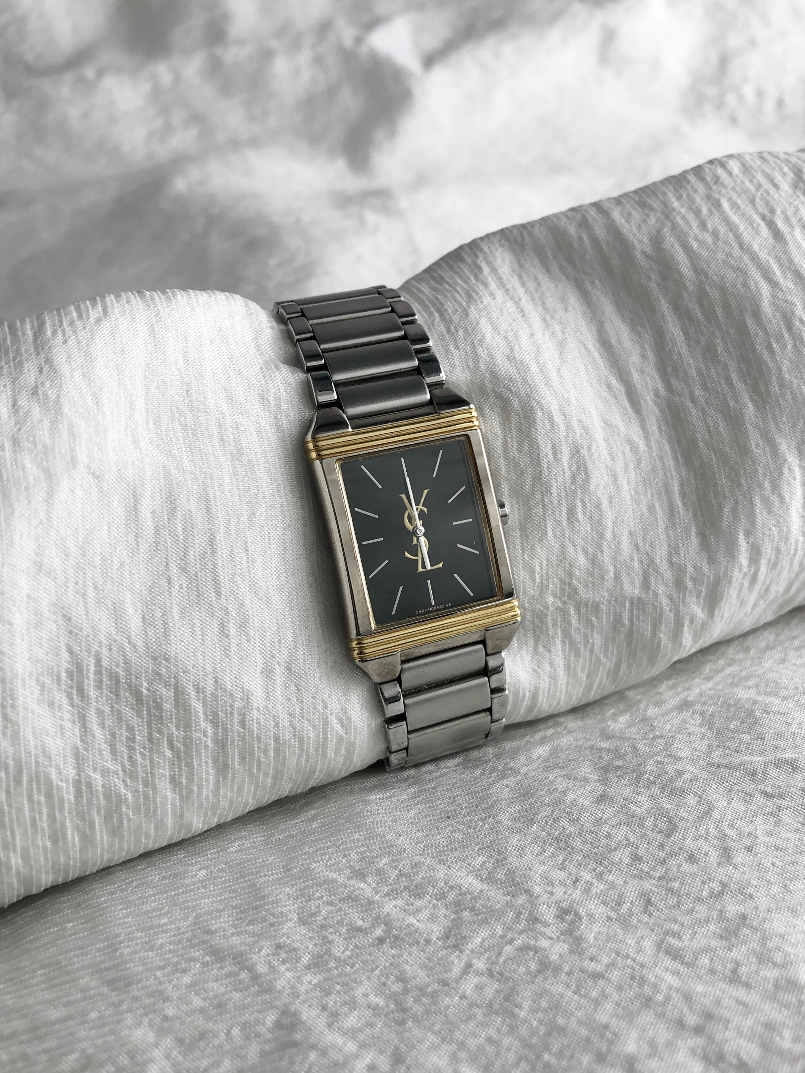 Yves Saint Laurent イヴ・サンローラン 腕時計 シルバー×ゴールド YSL 5421-H04724 スクエア ステンレススチール クォーツ vintage ヴィンテージ オールド syzsmm