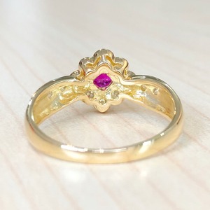✨ビルマ産✨非加熱❣️ルビー！ダイヤ ダイヤモンド K18 18金 リング 指輪