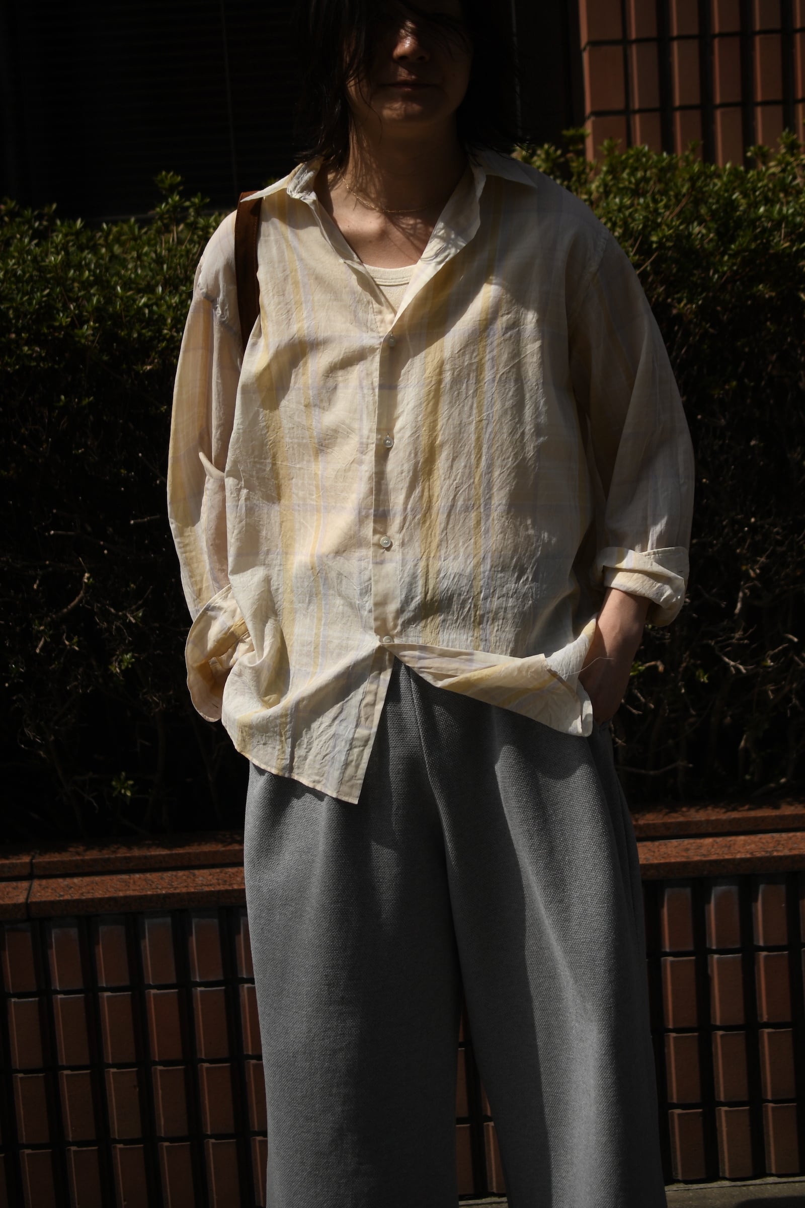 トップス KAPTAIN SUNSHINE GauzePlaidPlainSS Shirt KAPTAIN SUNSHINE GauzePlaidPlainSS Shirt