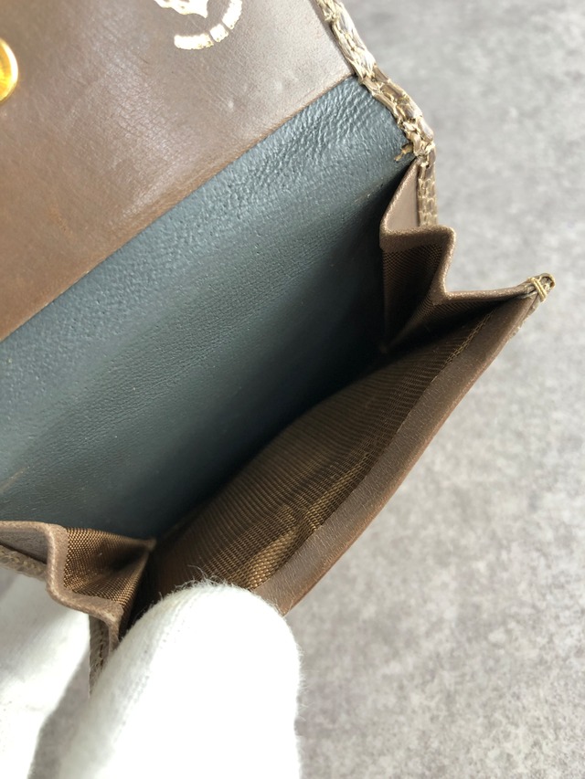 GUCCI グッチ 財布 ブラウン GG リザード型押し コインケース vintage ヴィンテージ オールド 5vm57j