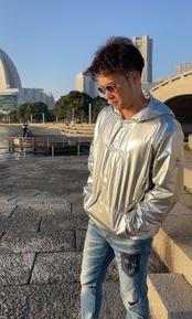 NUMBERX  メタリックフーディー White logo  "SILVER"【数量限定】