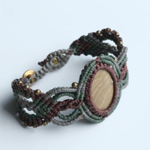 【ブレス】 マクラメ編みハンドメイド ブレスレット(品番sp306)【トライバル オリエンタル 天然石】