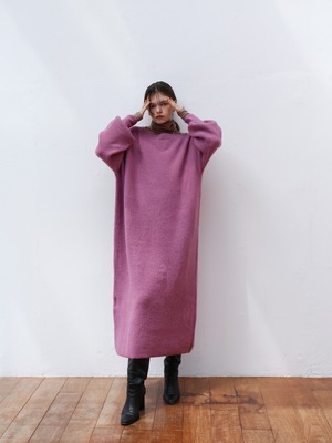 asymmetry volume knit onepiece（pinkpurple）