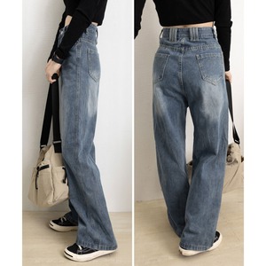 デニムパンツ レディース ヴィンテージ風 ジーンズ 韓国 おしゃれ レトロ カジュアル 大人 かわいい ハイウエスト ウォッシュ加工 大人可愛い 大人女子