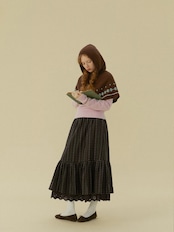 Nordique Jacquard Hooded Knit Cape F0865
