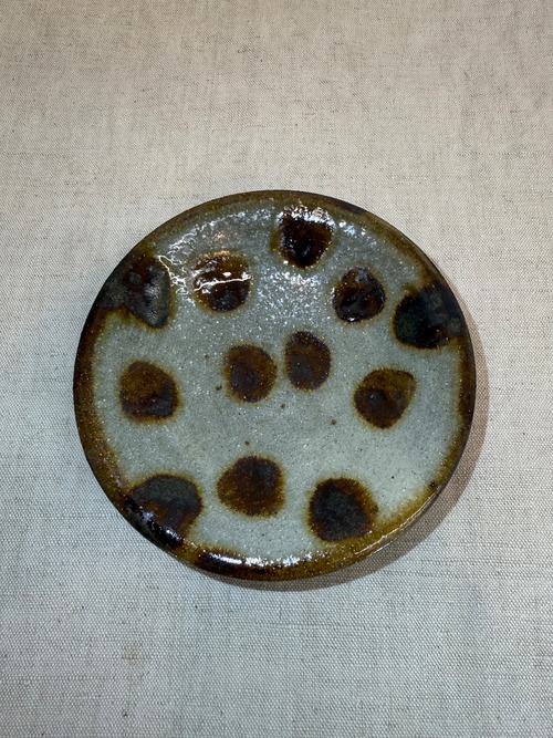 横田屋窯 4寸皿 点打 飴（天皿）