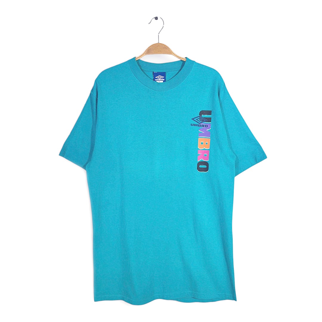 90s アンブロ USA製 ヴィンテージ Tシャツ タイコーズブルー シングステッチ UMBRO メンズL 古着 BE0032