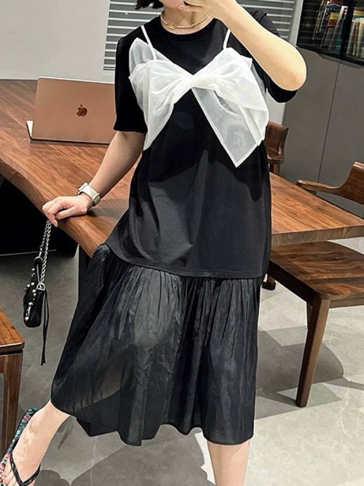 トレンドレイヤードコーデが即完成 チュールビスチェロングワンピース トレンド おしゃれ 人気 着映え ガーリー かわいい ロング丈 体型カバー 大きいサイズ 韓国 CH9654