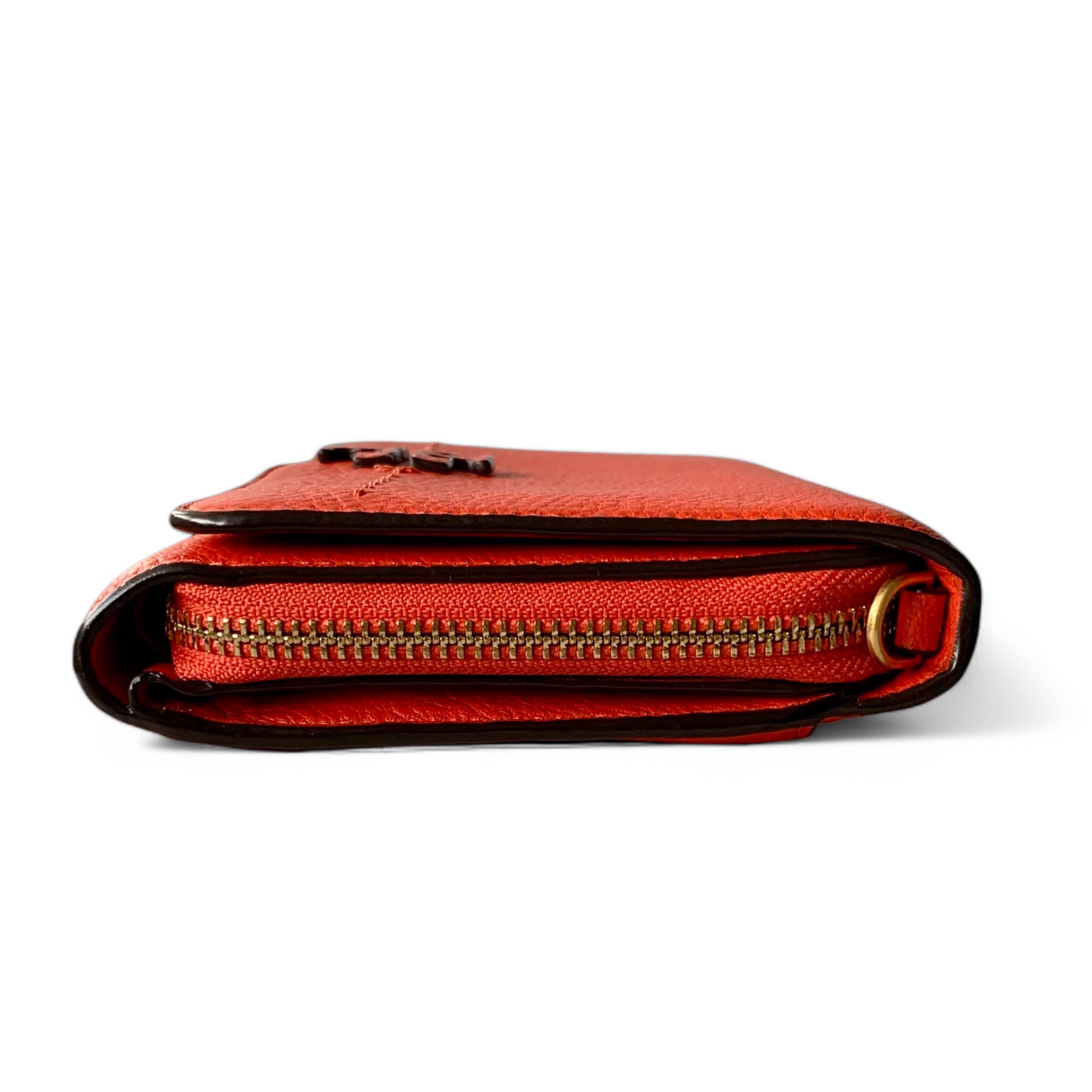 Tory Burch 二つ折り財布 レッド　オレンジ 美品】TORY BURCH トリーバーチ ショルダーウォレット クロスボディ 小物