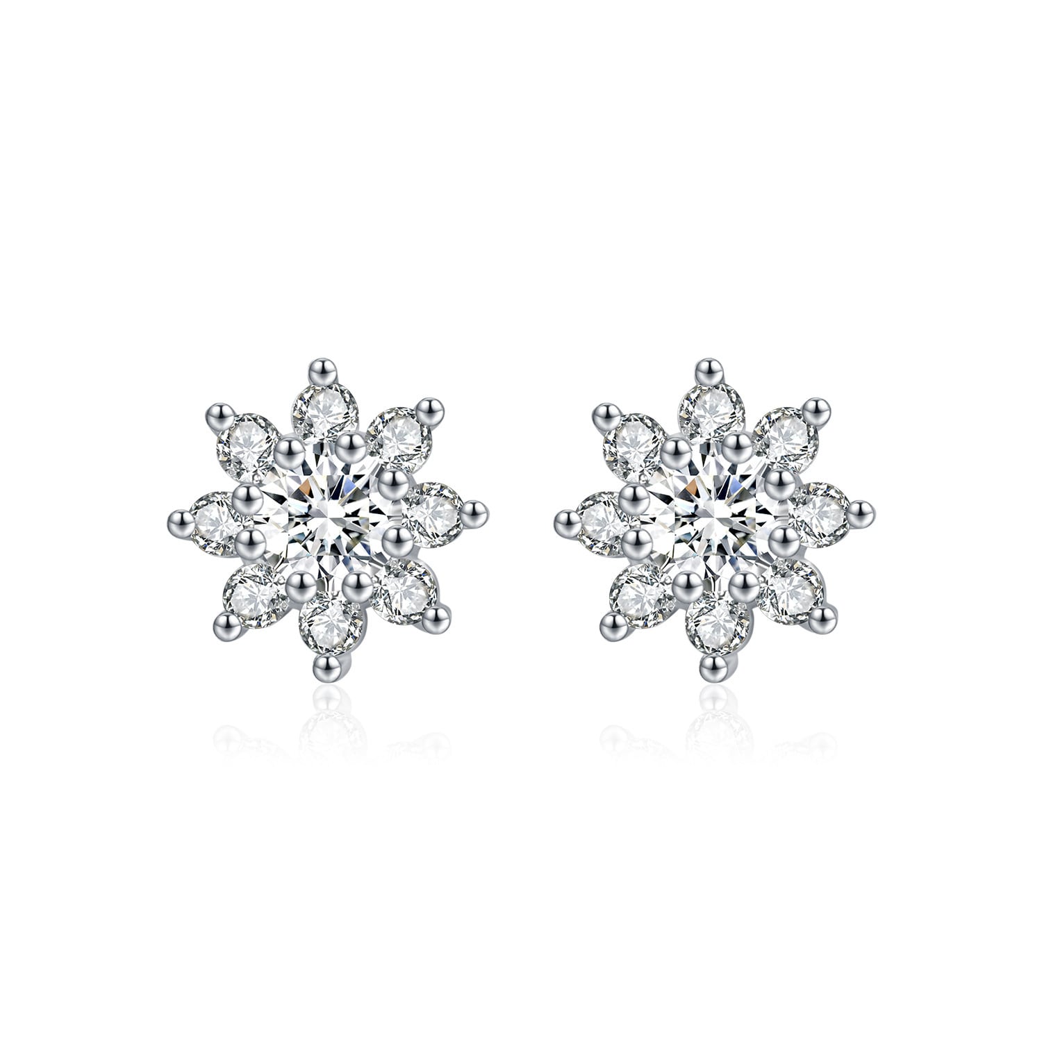 100%S925シルバーピアス モアサナイトピアス 雪の花 高品質