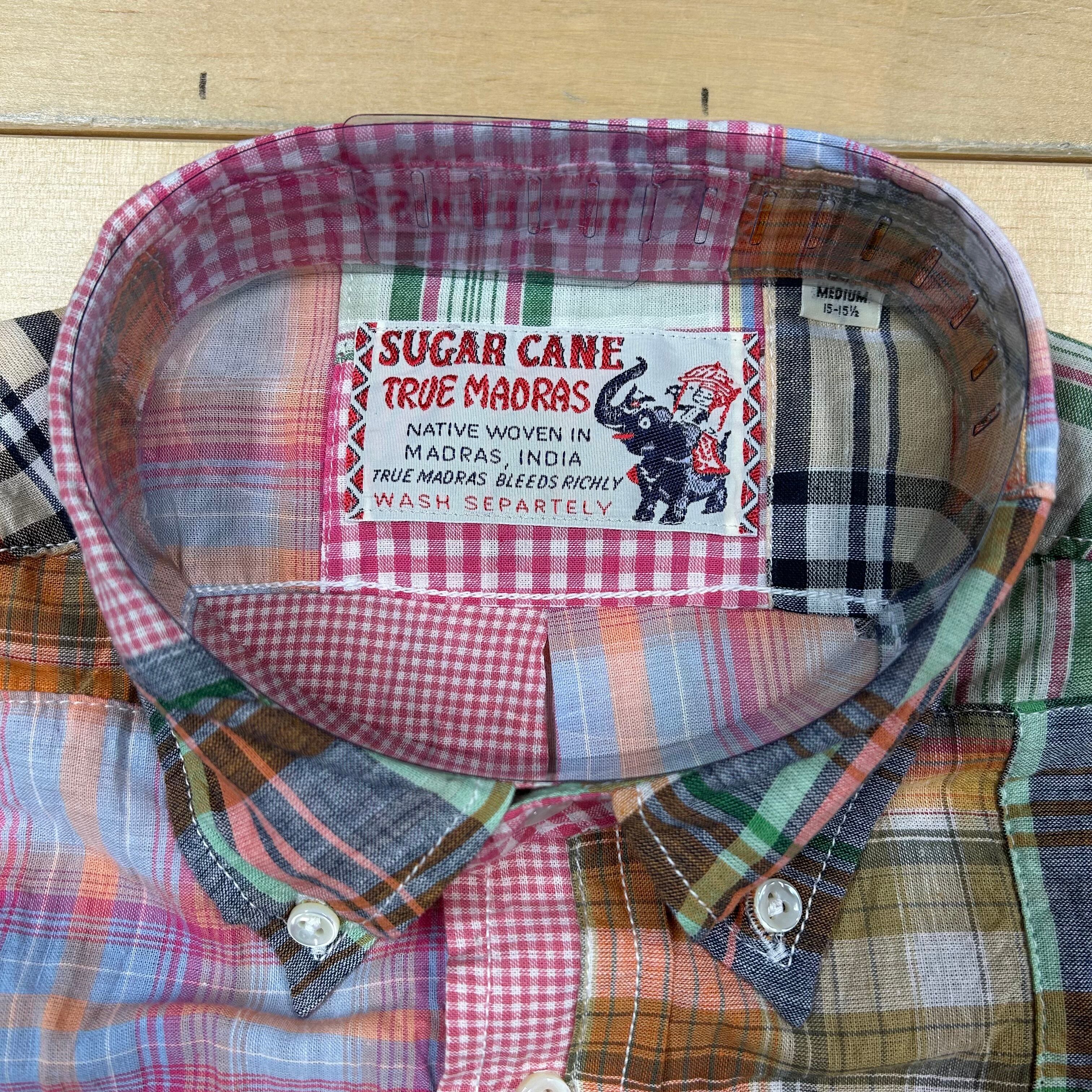 SUGAR CANE】 「MADRAS CHECK PATCHWORK BUTTON DOWN SHIRT (SHORT
