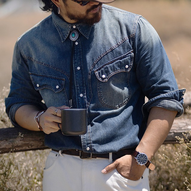 American Retro 7oz Denim Stitch Western Shirt 00606