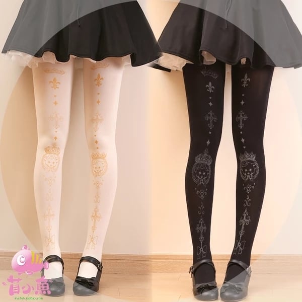 Sale!✧mufish ティアラベア✝十字架 プリント柄タイツ◇送料無料