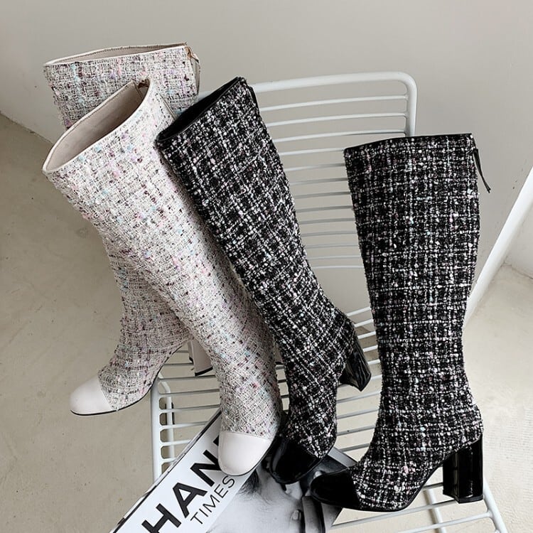 Rochas ロシャスMixツイードショートブーツ Rochas ロシャスMixツイードショートブーツ