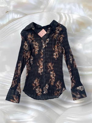 00s VTG pleats sheer shirt