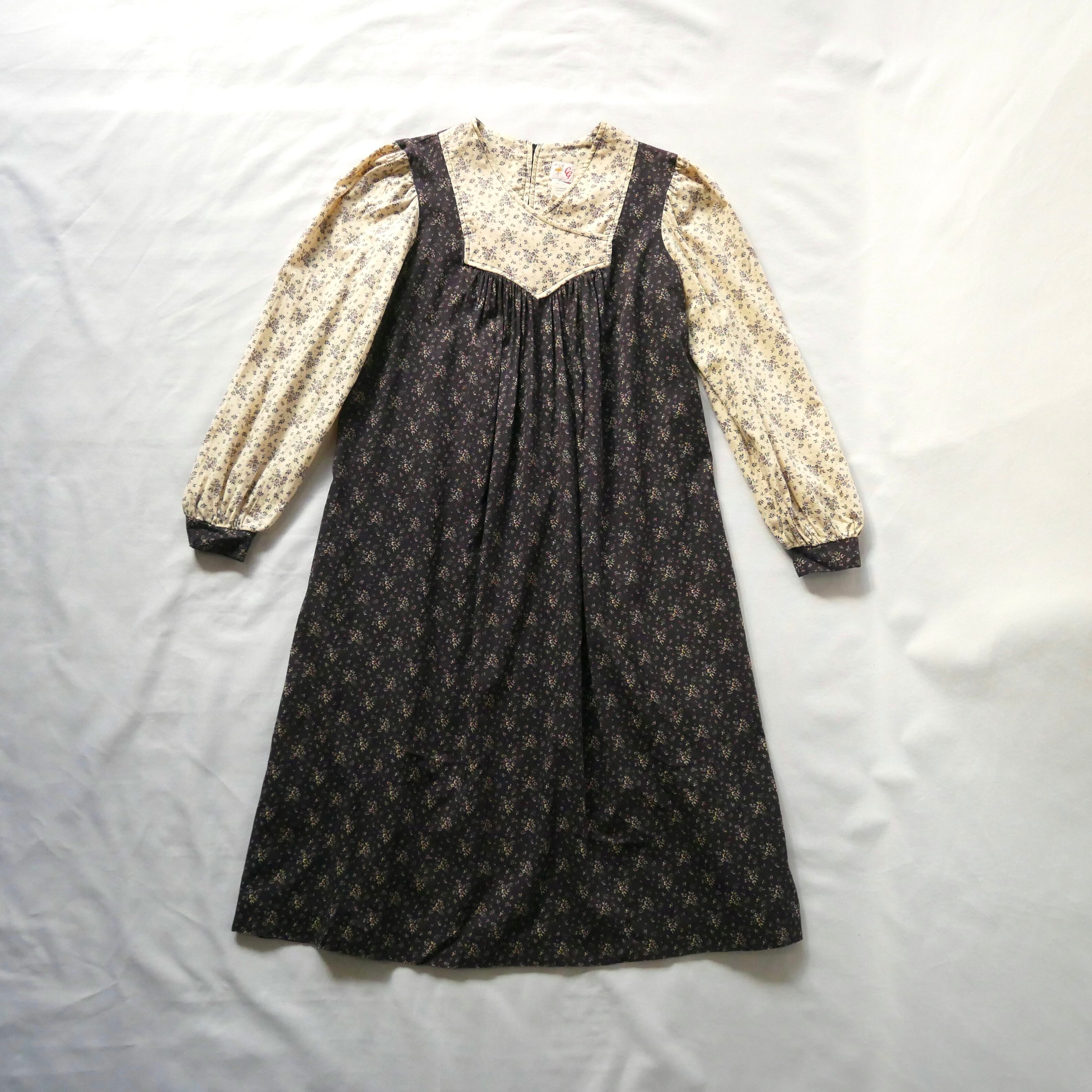 70s vintage carol george floral cotton onepiece 70年代