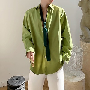 【Men】MOSS GREEN LONG SLEEVES TIE SHIRT 1color Z-205