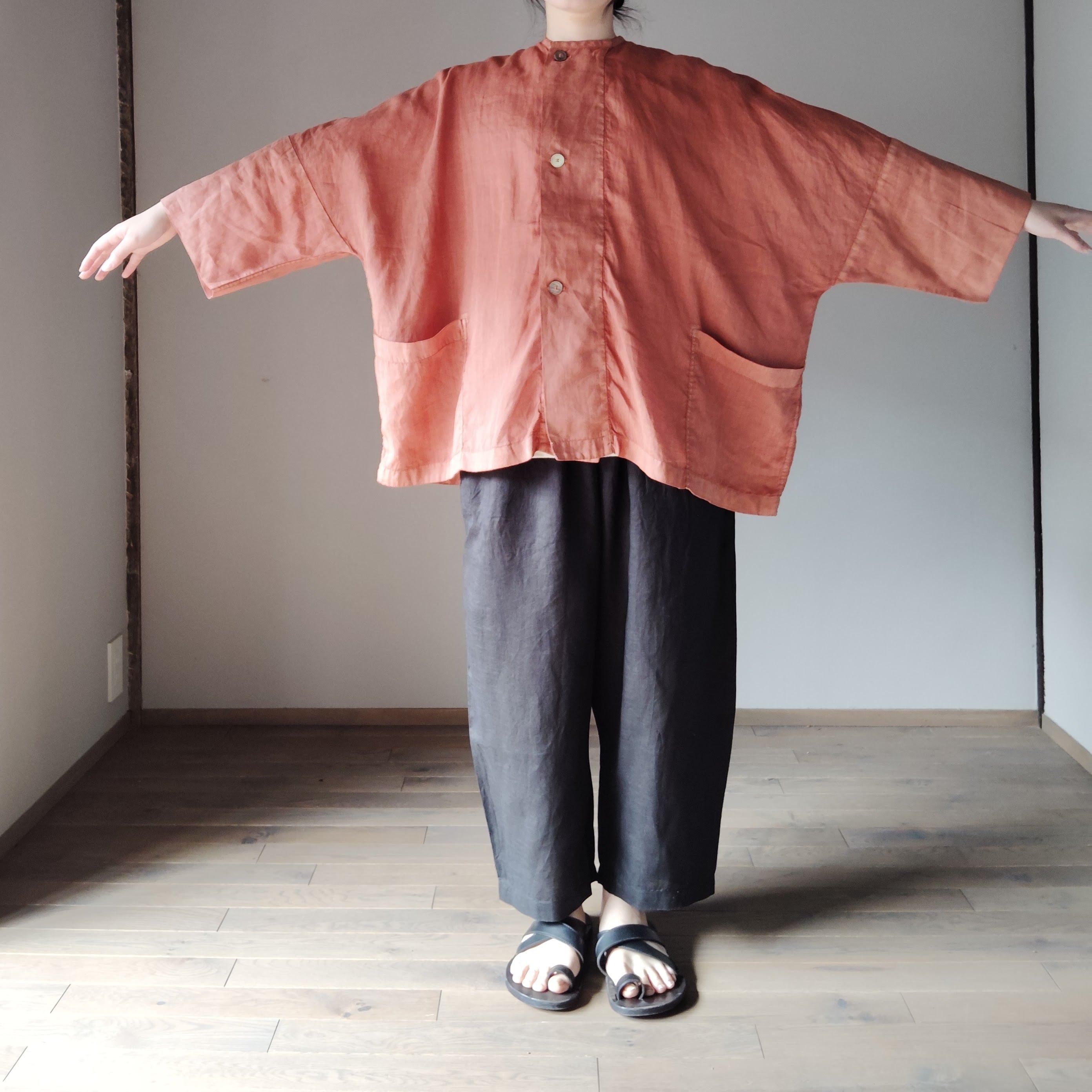 MITTAN JK-67DC ラミーシルクワイドジャケット（草木濃染）柿渋x