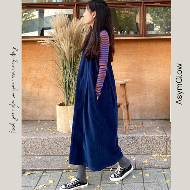 コーデュロイサロペットワンピース A00395