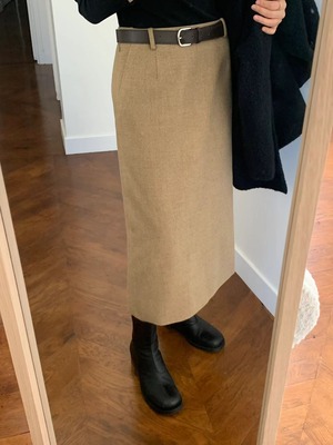 (即納) ounce / Kerry wool skirt / beige