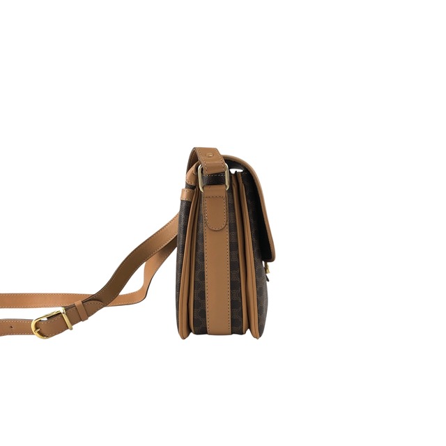 CELINE セリーヌ マカダム ショルダーバッグ ブラウン ホースビット PVC レザー vintage ヴィンテージ オールド gmn7vj