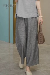 コットンリネンストレートワイドパンツ