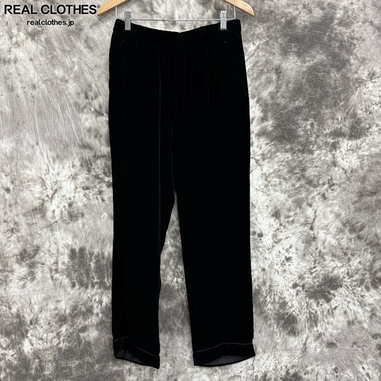 PRADA/プラダ PANTALONE/立体ロゴ ベロア ロングパンツ/ブラック/S 