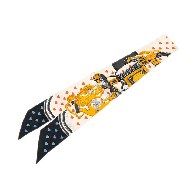 エルメス ツイリー ブリッド ドゥ ガラ ラブ Brides de Gala LOVE スカーフ アイボリー ブラック シルク レディース HERMES 【中古】