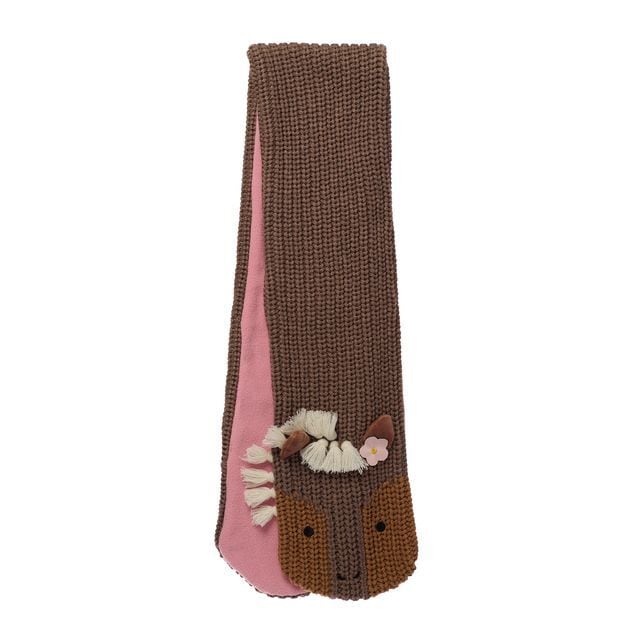 C2478B-Peggy Pony Knitted Scarf 3-10 Years-BROWN