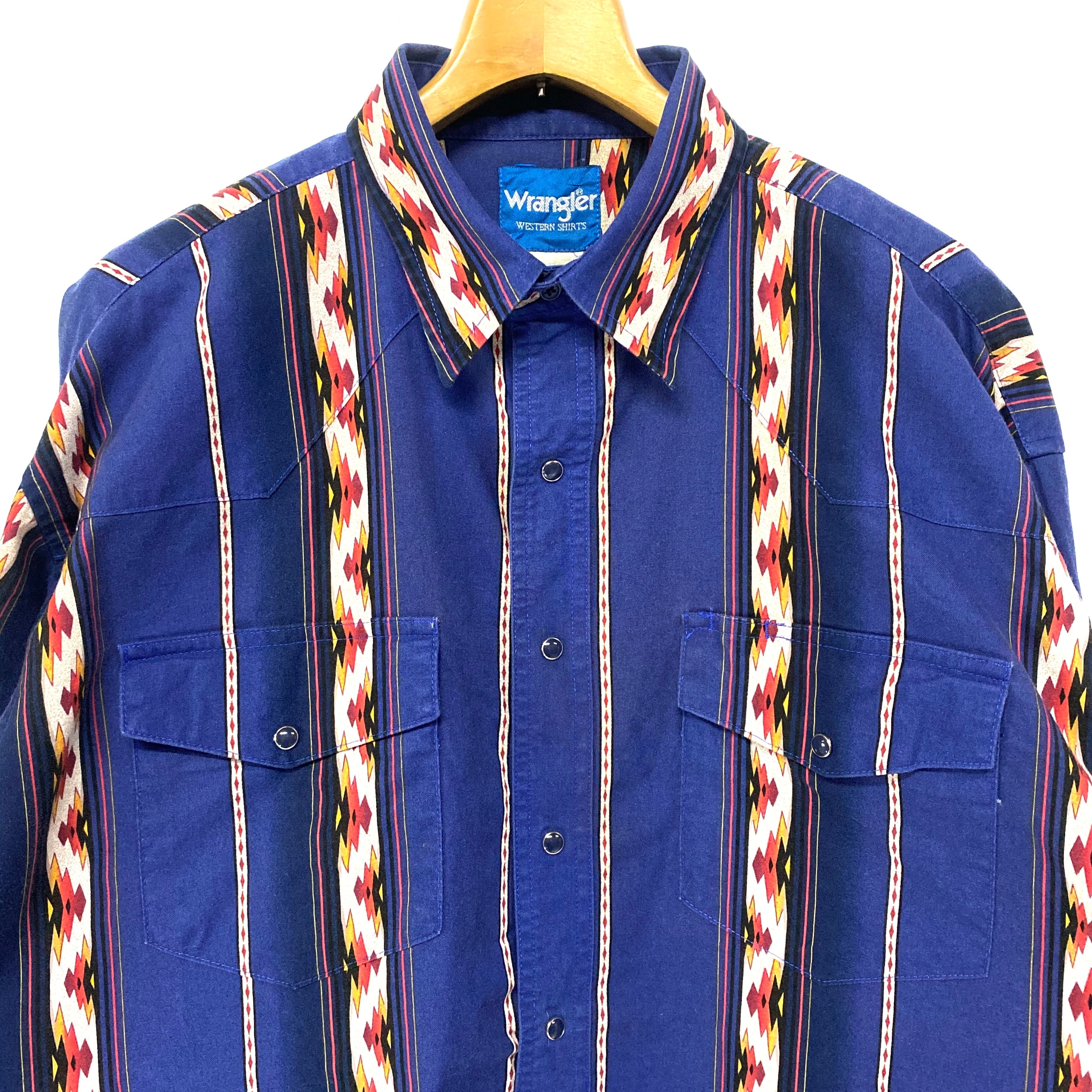 90年代 Wrangler ラングラー 総柄 ネイティブ柄 ストライプ 長袖