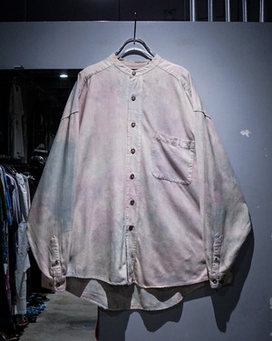 【add (C) vintage】“STRUCTURE” Multiple Color Dye L/S Silk Band Collar Shirt