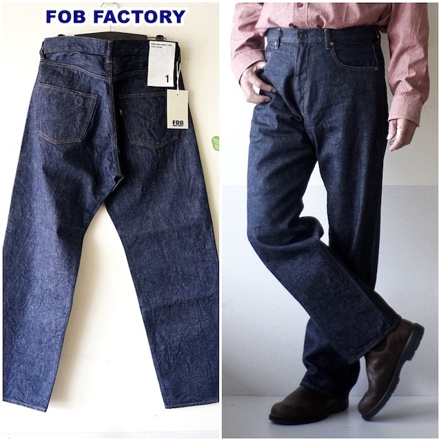 FOB FACTORY FOBファクトリー 5ポケット セルヴィッチ ワイドデニムパンツ ジーンズ 太めデニム F1147 日本製