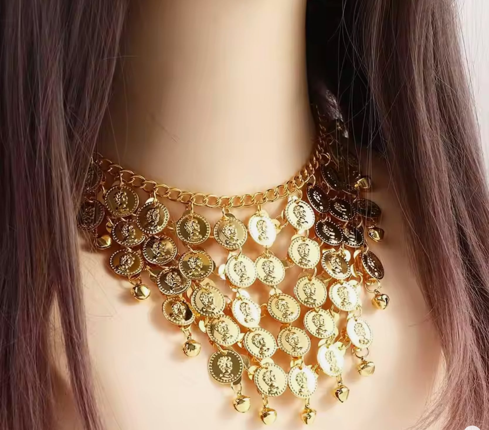 ベリーダンス用 ヘッドピース ジプシー ボヘミアン 金色 コイン