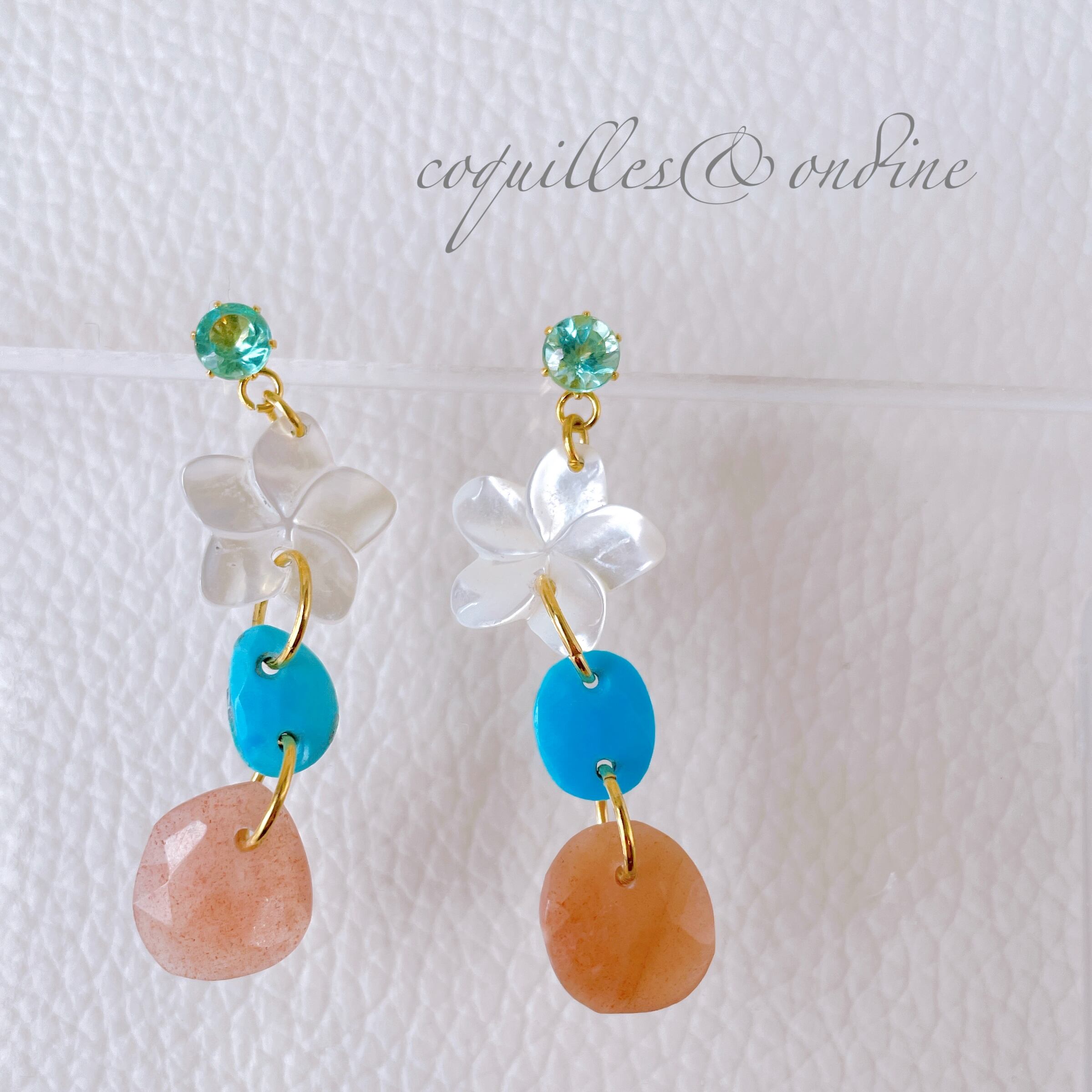 ローズクォーツプルメリアリーフカービング＆プレナイト＆ピンク