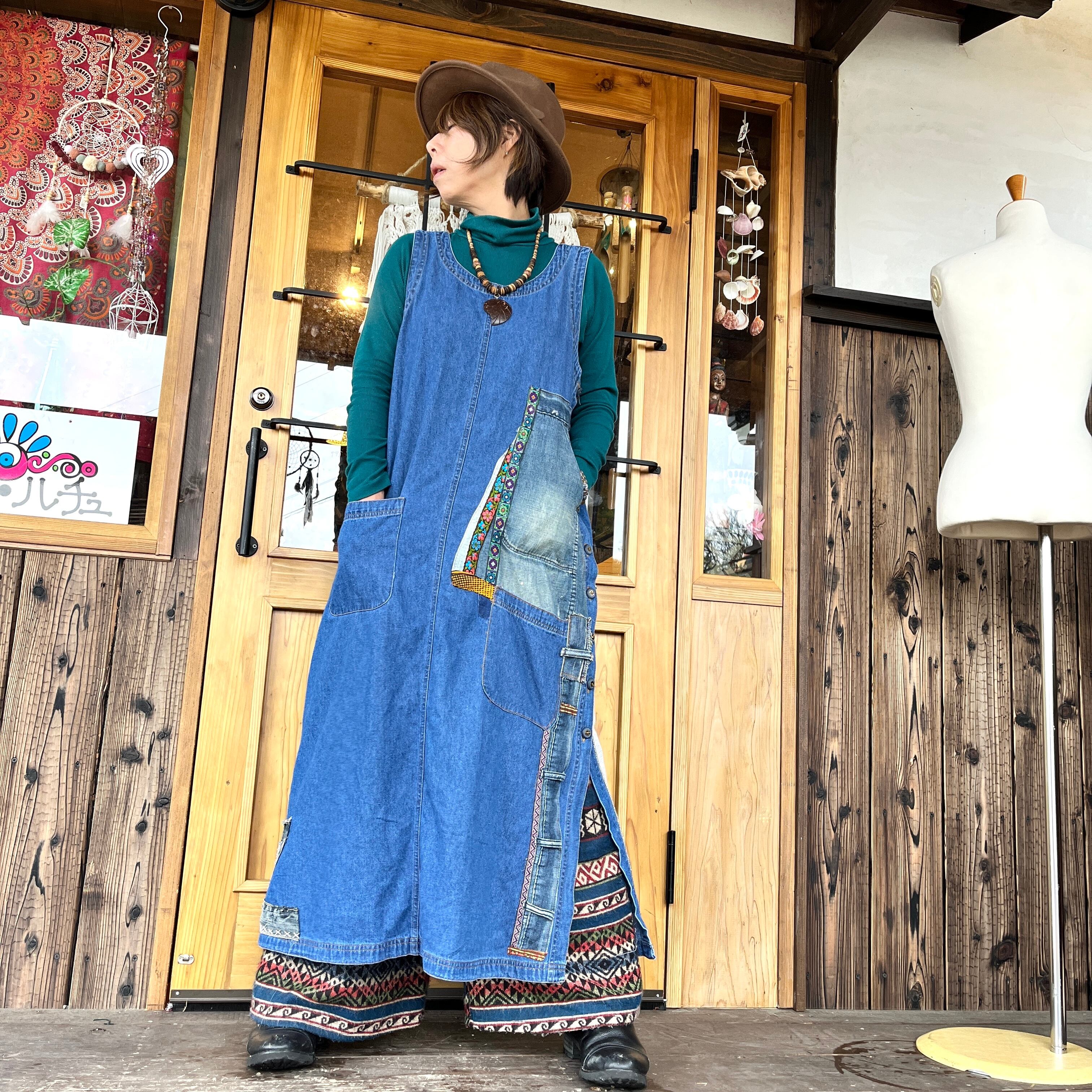 リメイクデニムサイドボタンワンピース | アジアン雑貨ルチュ 