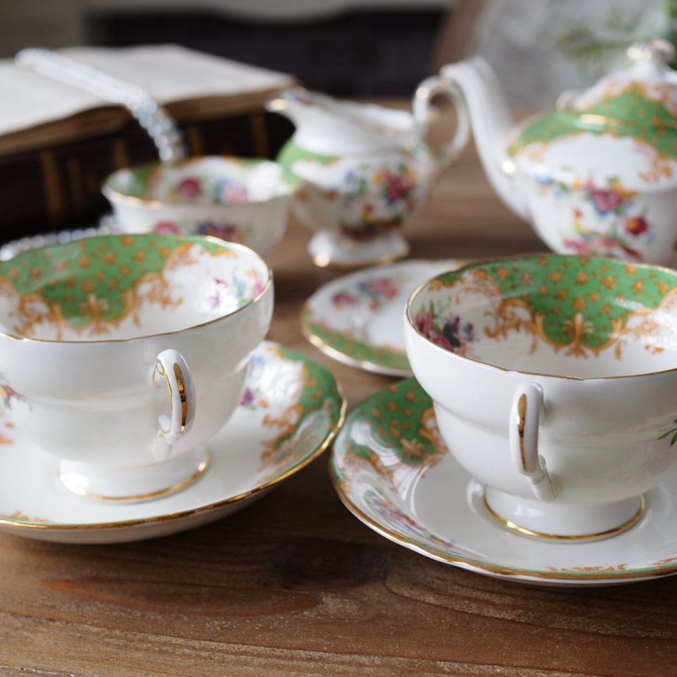 英国パラゴン ロッキンガム グリーン 優雅なティーセット | Antique