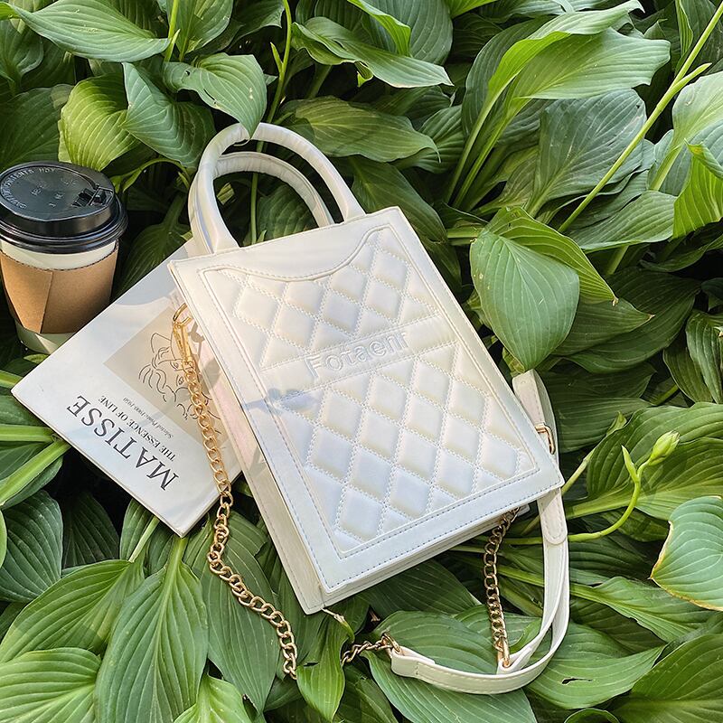 サマーチェーン 夏物 トートバッグ スクウェア 手作りハンドバック8617616997