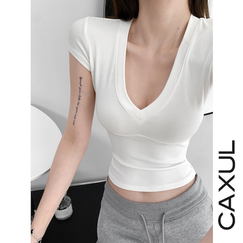 Deep V-Neck Slim Fit T/8color