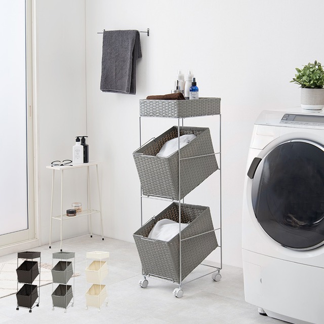 [2個タイプ] ランドリーラック 収納ラック ワゴン デッドスペース収納 隙間収納 サニタリーラック チェスト 8601