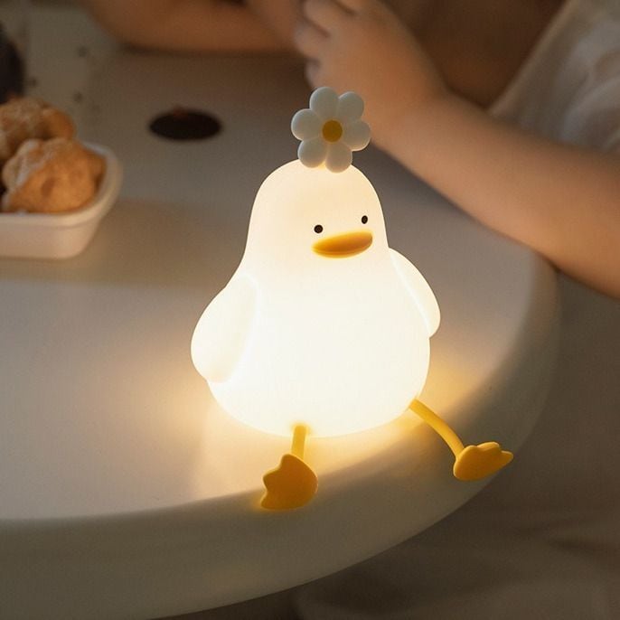 ベッドサイドランプ かわいい アヒル ナイトライト 照明 30分タイマー