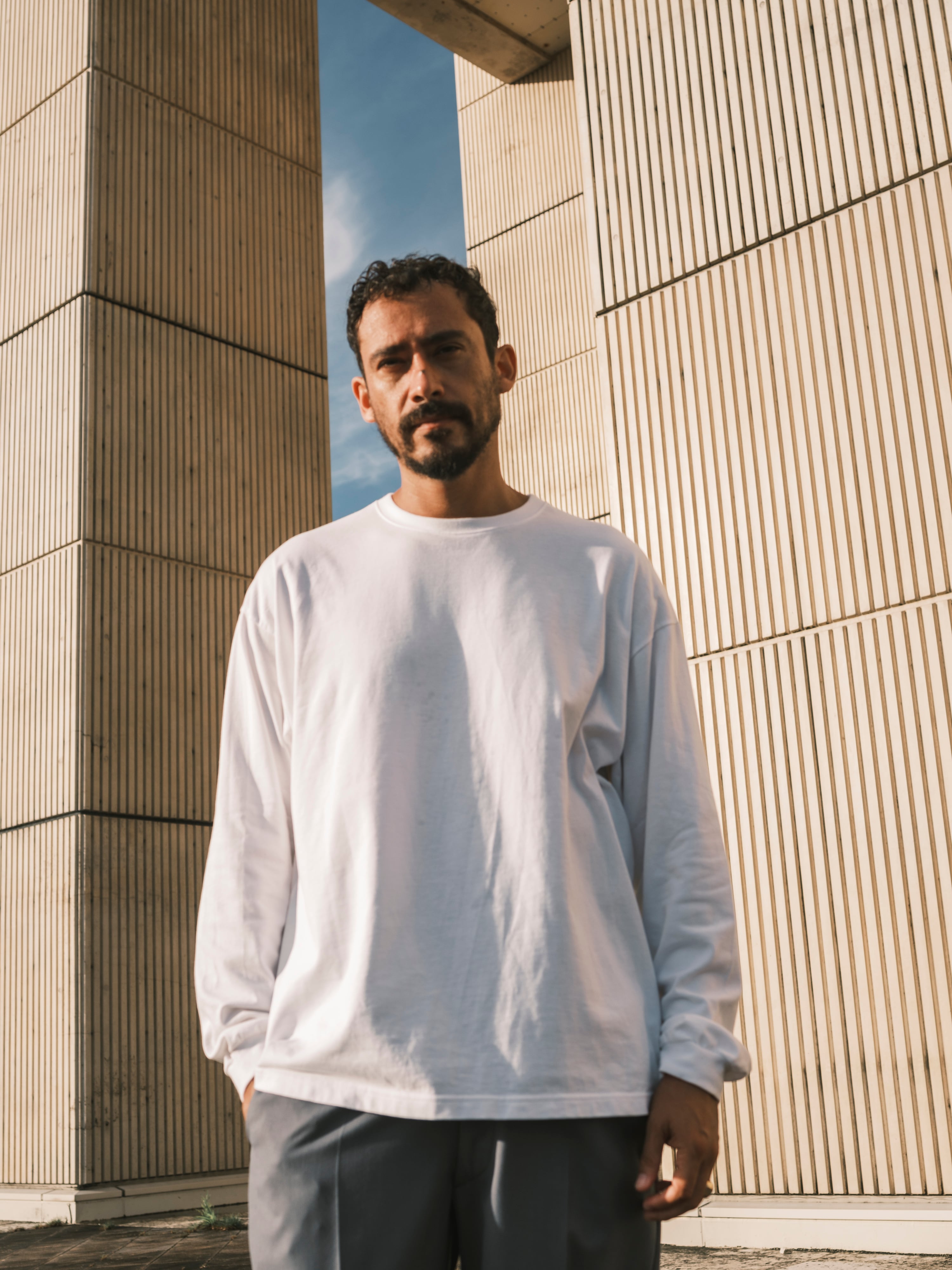 BRD BASIC LONG SLEEVE TEE / WHITE | broader